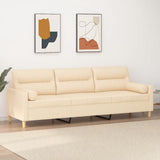 NNEVL 3-Seater Sofa with Pillows&Cushions Cream 210 cm Fabric