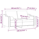 NNEVL 2-Seater Sofa with Pillows&Cushions Light Grey 120 cm Fabric