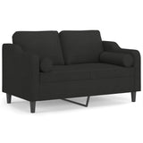 NNEVL 2-Seater Sofa with Pillows&Cushions Black 120 cm Fabric