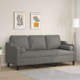 NNEVL 3-Seater Sofa with Pillows&Cushions Dark Grey 180 cm Fabric