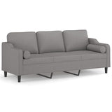 NNEVL 3-Seater Sofa with Pillows&Cushions Light Grey 210 cm Fabric
