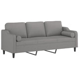 NNEVL 3-Seater Sofa with Pillows&Cushions Light Grey 210 cm Fabric