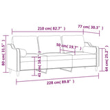 NNEVL 3-Seater Sofa with Pillows&Cushions Light Grey 210 cm Fabric