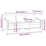 NNEVL 3-Seater Sofa with Pillows&Cushions Black 210 cm Fabric