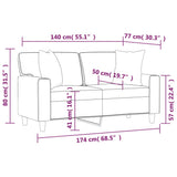 NNEVL 2-Seater Sofa with Pillows&Cushions Black 140 cm Faux Leather