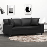 NNEVL 2-Seater Sofa with Pillows&Cushions Black 140 cm Faux Leather
