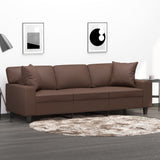 NNEVL 3-Seater Sofa with Pillows&Cushions Brown 180 cm Faux Leather