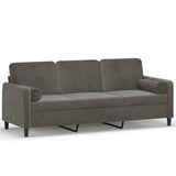 NNEVL 3-Seater Sofa with Pillows&Cushions Dark Grey 180 cm Velvet