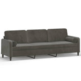 NNEVL 3-Seater Sofa with Pillows&Cushions Dark Grey 210 cm Velvet