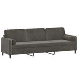 NNEVL 3-Seater Sofa with Pillows&Cushions Dark Grey 210 cm Velvet