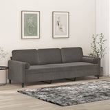 NNEVL 3-Seater Sofa with Pillows&Cushions Dark Grey 210 cm Velvet