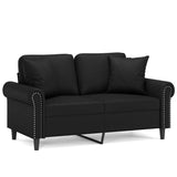 NNEVL 2-Seater Sofa with Pillows&Cushions Black 120 cm Faux Leather