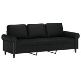 NNEVL 3-Seater Sofa with Pillows&Cushions Black 180 cm Faux Leather