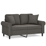 NNEVL 2-Seater Sofa with Pillows&Cushions Dark Grey 120 cm Velvet