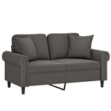 NNEVL 2-Seater Sofa with Pillows&Cushions Dark Grey 120 cm Velvet