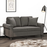NNEVL 2-Seater Sofa with Pillows&Cushions Dark Grey 120 cm Velvet