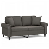 NNEVL 2-Seater Sofa with Pillows&Cushions Dark Grey 140 cm Velvet