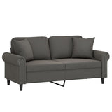NNEVL 2-Seater Sofa with Pillows&Cushions Dark Grey 140 cm Velvet