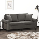 NNEVL 2-Seater Sofa with Pillows&Cushions Dark Grey 140 cm Velvet