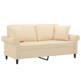 NNEVL 2-Seater Sofa with Pillows&Cushions Cream 140 cm Fabric