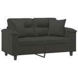NNEVL 2-Seater Sofa with Pillows&Cushions Dark Grey 120 cm Microfibre Fabric