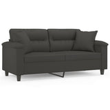 NNEVL 2-Seater Sofa with Pillows&Cushions Dark Grey 140 cm Microfibre Fabric