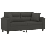 NNEVL 2-Seater Sofa with Pillows&Cushions Dark Grey 140 cm Microfibre Fabric