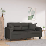 NNEVL 2-Seater Sofa with Pillows&Cushions Dark Grey 140 cm Microfibre Fabric