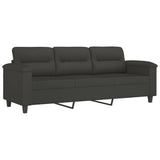 NNEVL 3-Seater Sofa with Pillows&Cushions Dark Grey 180 cm Microfibre Fabric