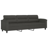 NNEVL 3-Seater Sofa with Pillows&Cushions Dark Grey 210 cm Microfibre Fabric
