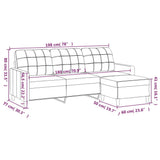 NNEVL 3-Seater Sofa with Footstool Cream 180 cm Fabric