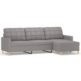 NNEVL 3-Seater Sofa with Footstool Light Grey 210 cm Fabric