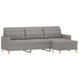 NNEVL 3-Seater Sofa with Footstool Light Grey 210 cm Fabric