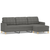 NNEVL 3-Seater Sofa with Footstool Dark Grey 210 cm Fabric