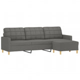 NNEVL 3-Seater Sofa with Footstool Dark Grey 210 cm Fabric