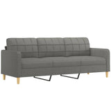 NNEVL 3-Seater Sofa with Footstool Dark Grey 210 cm Fabric