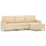 NNEVL 3-Seater Sofa with Footstool Cream 210 cm Fabric
