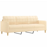 NNEVL 3-Seater Sofa with Footstool Cream 210 cm Fabric