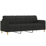 NNEVL 3-Seater Sofa with Footstool Black 210 cm Fabric