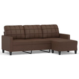 NNEVL 3-Seater Sofa with Footstool Brown 180 cm Faux Leather