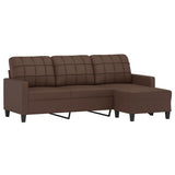 NNEVL 3-Seater Sofa with Footstool Brown 180 cm Faux Leather