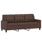 NNEVL 3-Seater Sofa with Footstool Brown 180 cm Faux Leather