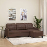 NNEVL 3-Seater Sofa with Footstool Brown 180 cm Faux Leather