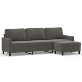 NNEVL 3-Seater Sofa with Footstool Dark Grey 210 cm Velvet