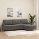 NNEVL 3-Seater Sofa with Footstool Dark Grey 210 cm Velvet