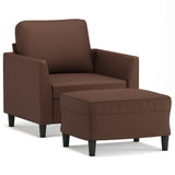 NNEVL Sofa Chair with Footstool Brown 60 cm Faux Leather