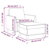 NNEVL Sofa Chair with Footstool Brown 60 cm Faux Leather