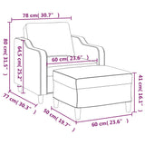 NNEVL Sofa Chair with Footstool Cream 60 cm Fabric