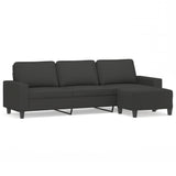 NNEVL 3-Seater Sofa with Footstool Dark Grey 210 cm Microfibre Fabric