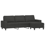 NNEVL 3-Seater Sofa with Footstool Dark Grey 210 cm Microfibre Fabric